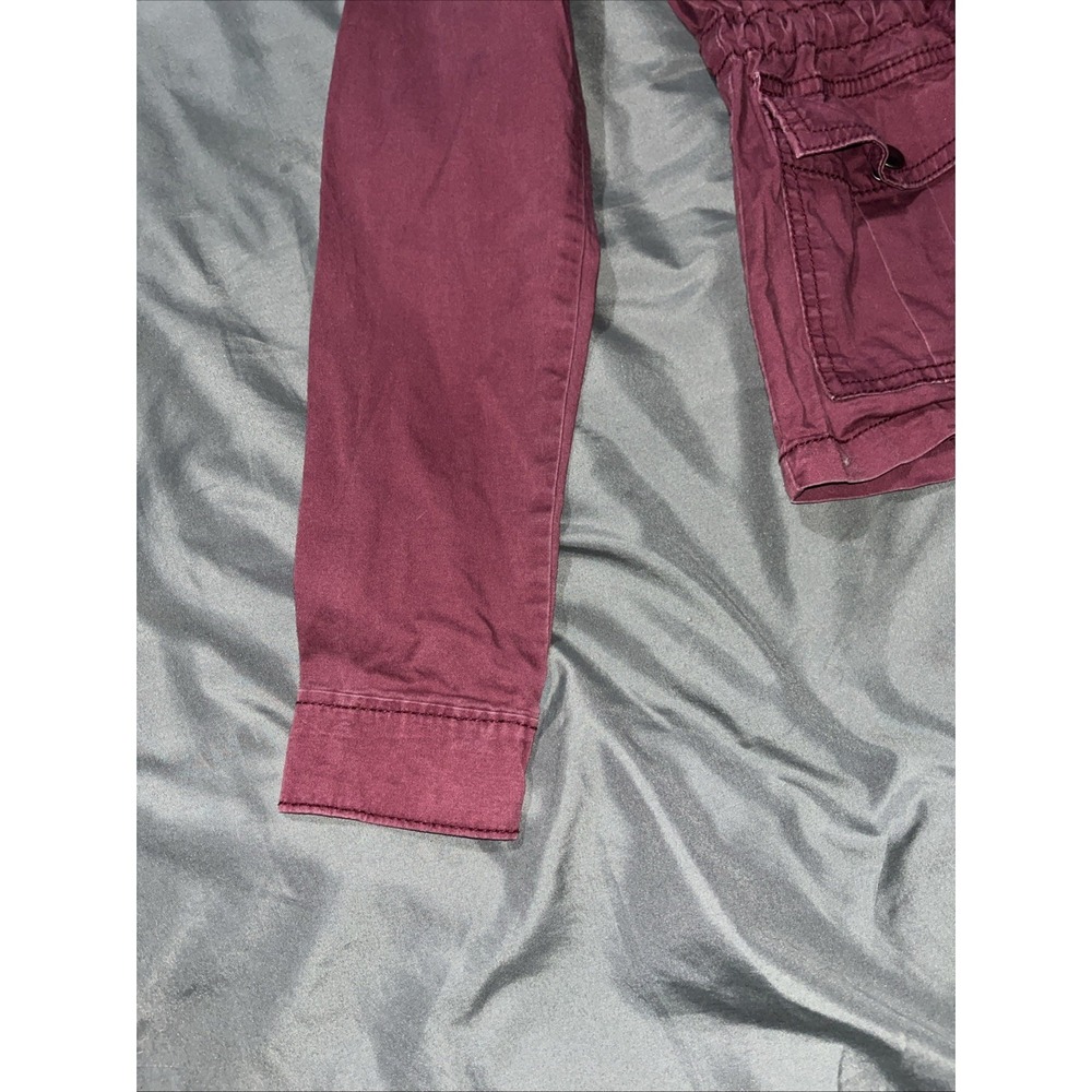 Mudd Y2K Size XS Faded Burgundy Jacket Button/Zip Up Cinch Waist & Snap Pockets. - Picture 9 of 14